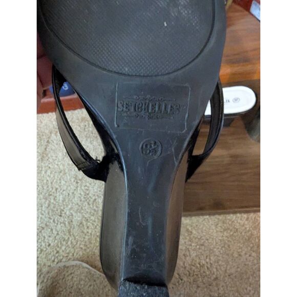 Seychelles Women's Size 9.5 Black Floral Accent Wedge open Toe Sandals - Picture 5 of 7